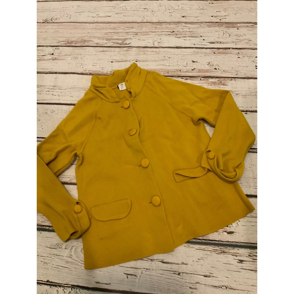 J Crew Womens Mustard Yellow 100% Wool Button Up Cardigan Jacket Size M 87886